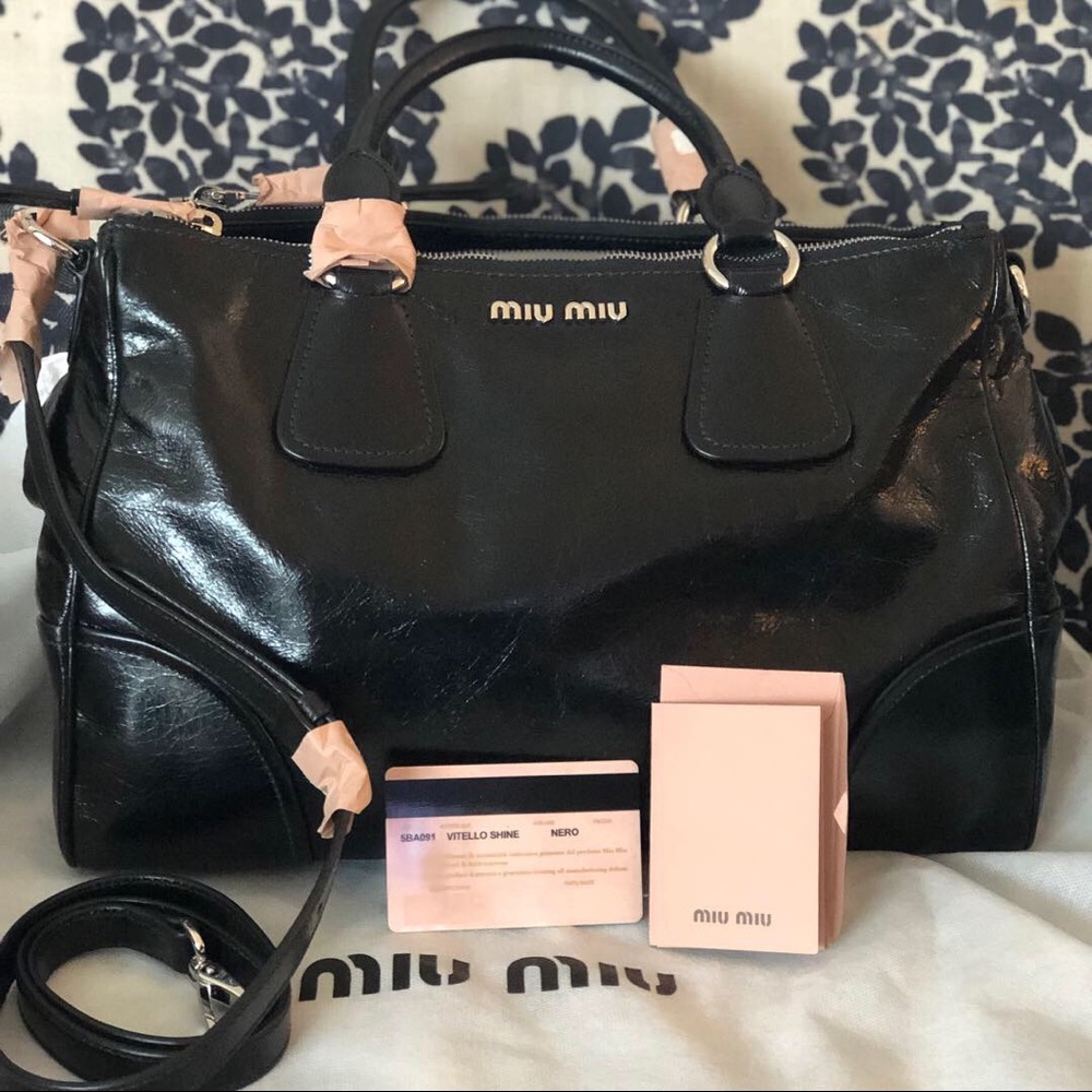 Vitello Leather Double Zip Top Tote Bag